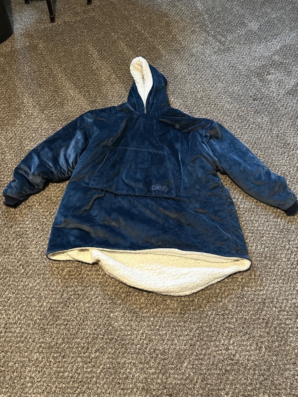 The Comfy- Cozy Navy Blue Sherpa Hoodie